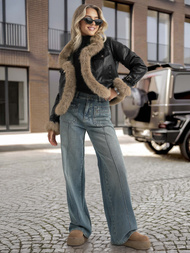 Dámská Koženková Bunda Černá OZONEE JS/61M8517/392