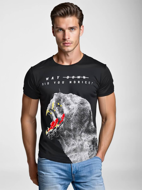 Pánské Tričko Černé OZONEE O/T127/3Z