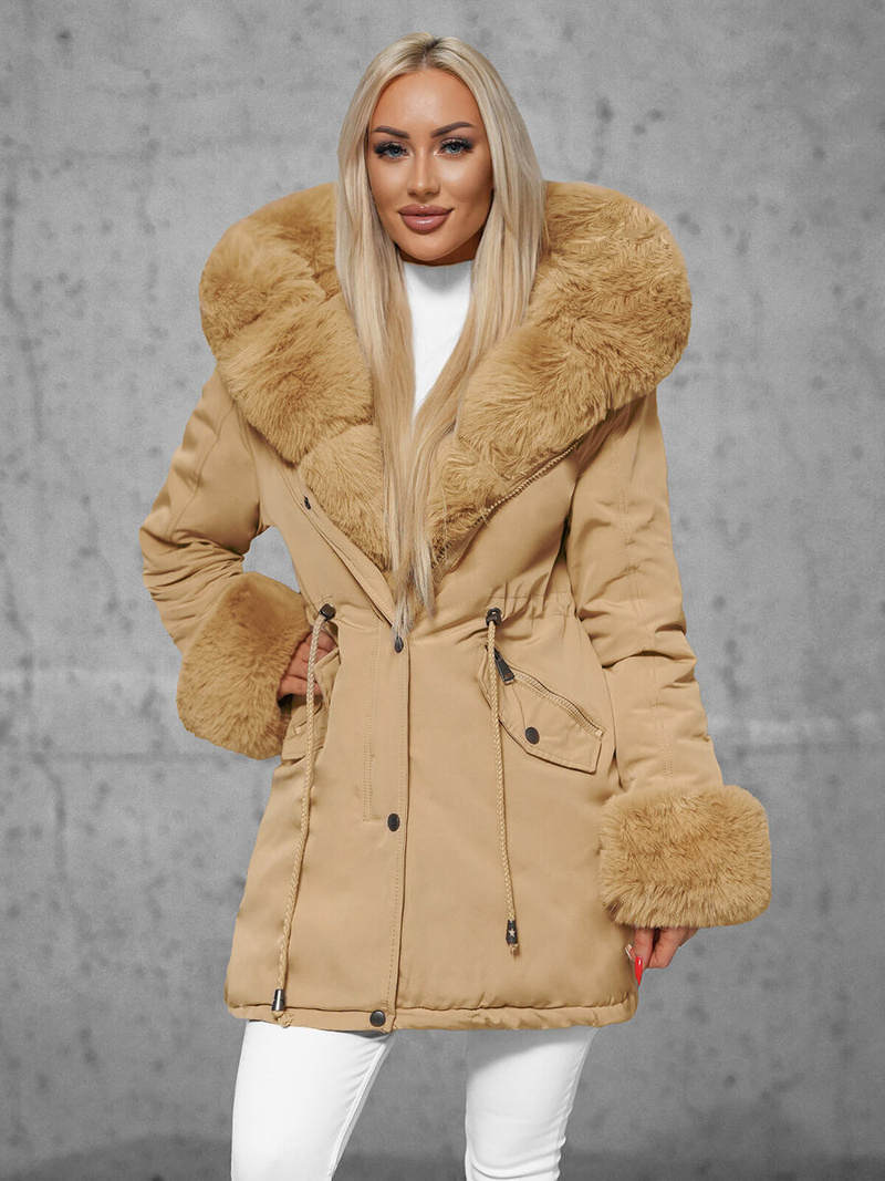 Dámská Zimní Bunda Béžová OZONEE JS/16M9062/62Z