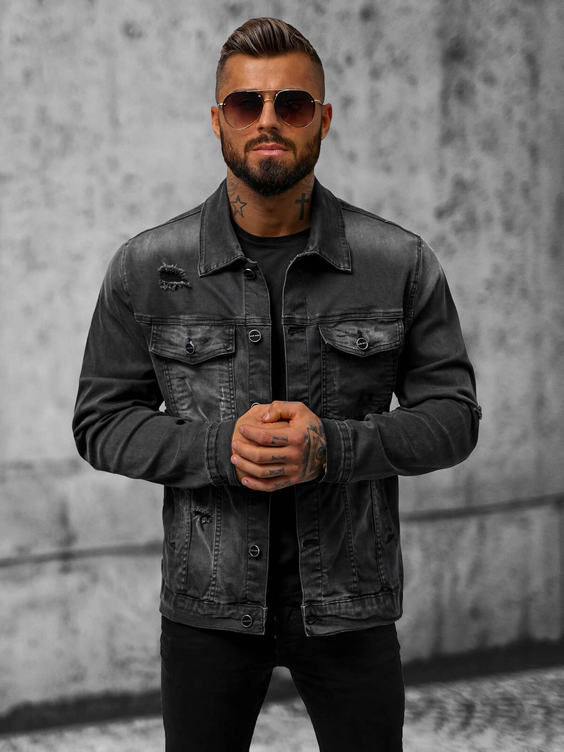 Pánská Džínová Bunda Černá OZONEE NB/MJ506NZ