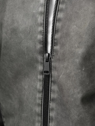 Pánská Koženková Bunda Grafitová OZONEE JS/11Z8107