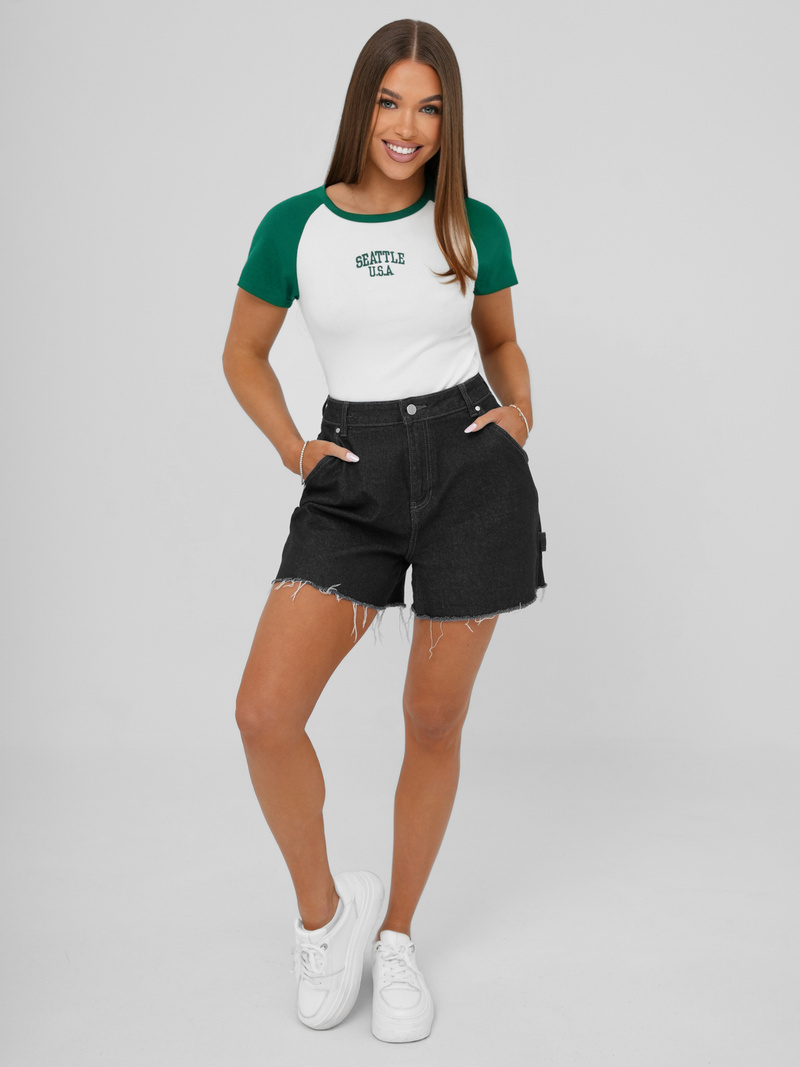 Dámské Tričko Bílo-Zelené OZONEE JS/R61627