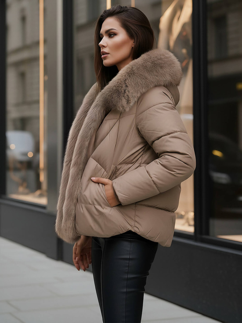 Dámská Bunda Tmavě-Béžové OZONEE O/16M9179/84