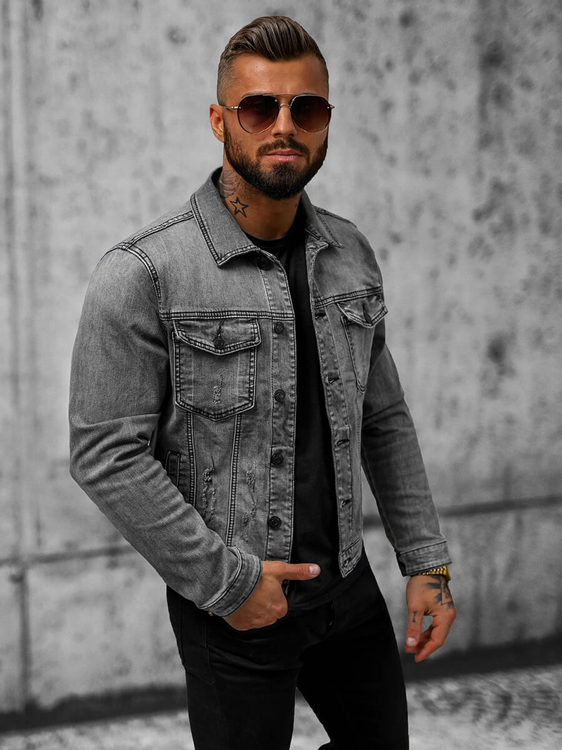 Pánská Džínová Bunda Grafitová OZONEE T/90022Z