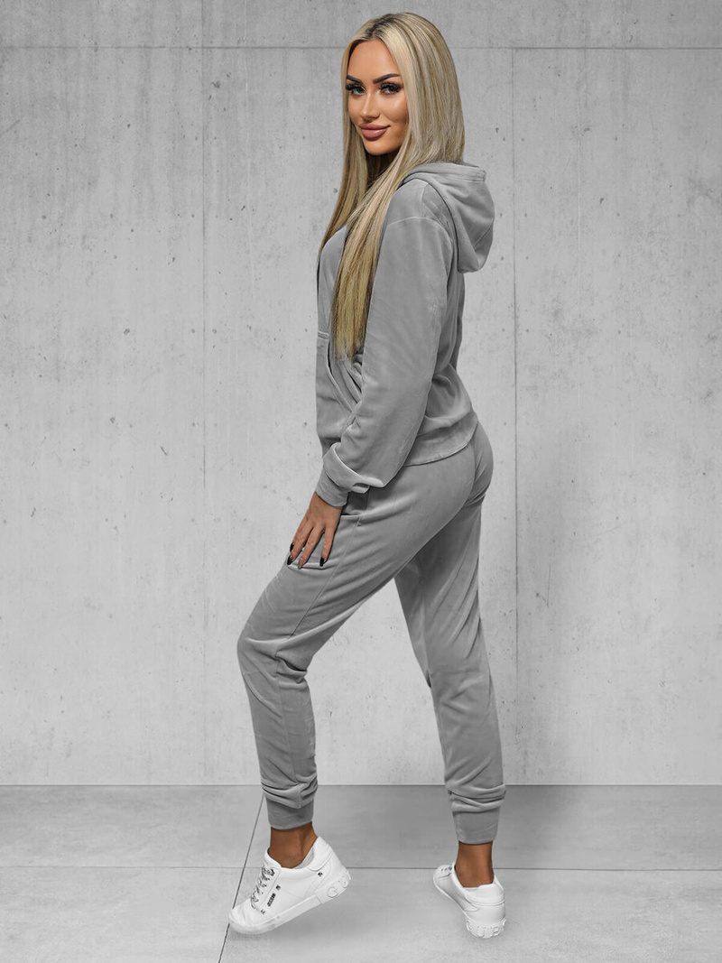 Dámská velurová tepláková souprava Šedý OZONEE JS/8C1176/2