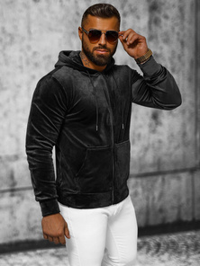 Pánská Velurová Mikina Černá OZONEE JS/8B1168/3