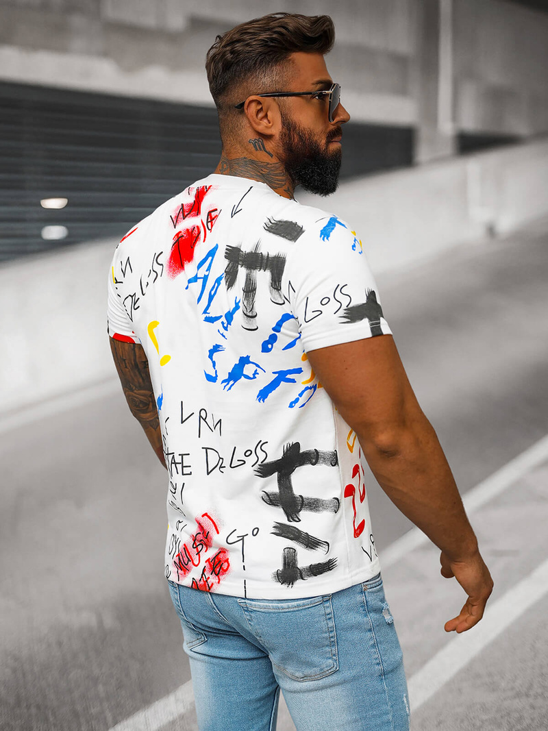 Pánské Tričko Bílé OZONEE JS/8T1211/1