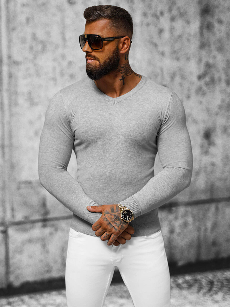 Pánský Svetr Šedý OZONEE NB/MMB601/2Z