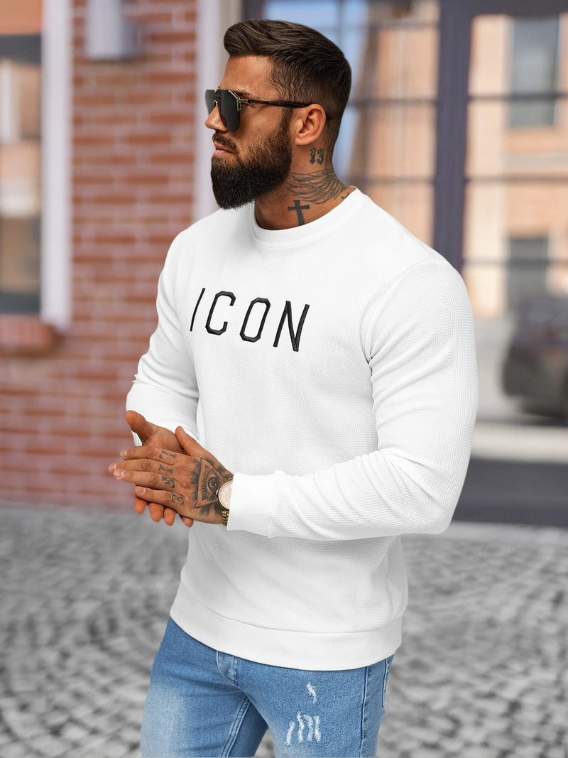 Pánská Mikina Bílá OZONEE O/D7394Z