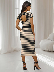 Dámská Souprava černo/béžový - Top a Sukně OZONEE O/JK262