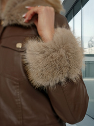 Dámská Koženková Bunda Čokoláda OZONEE JS/61M8513/158