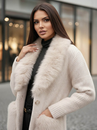 Dámský Kabát Béžový OZONEE JS/53M5200/155Z