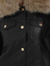 Dámská koženková bunda černo-béžová OZONEE JS/61M8513/392B