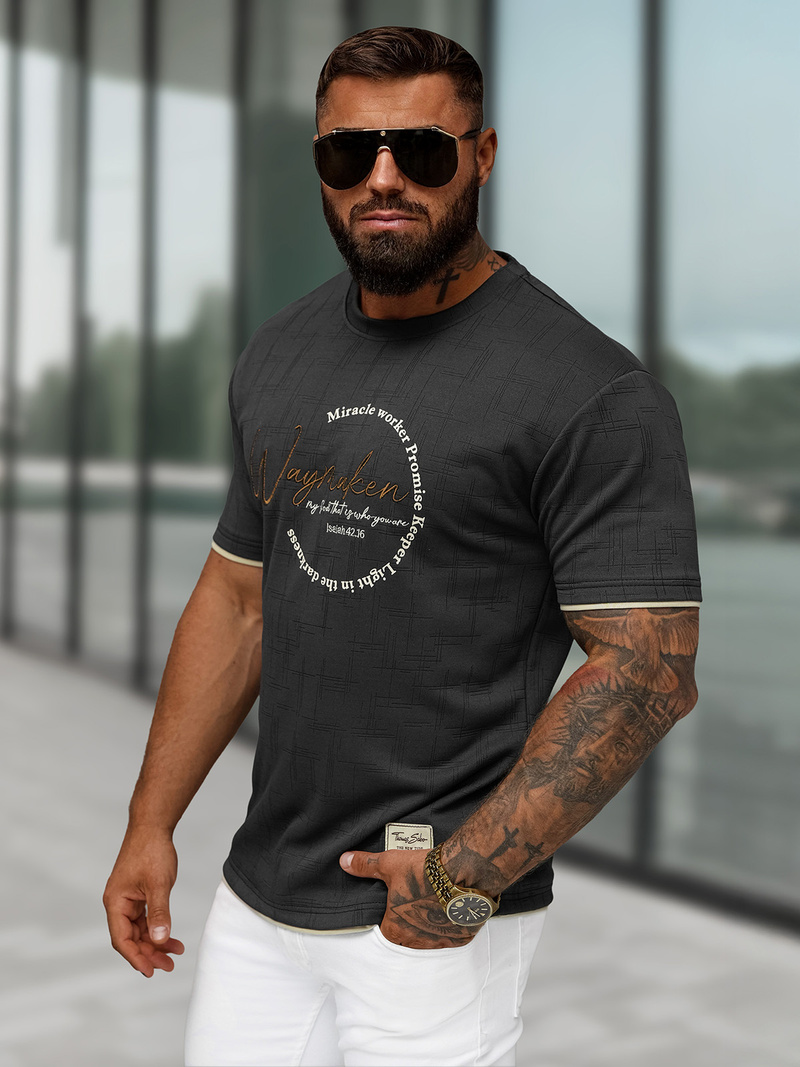 Pánské Tričko Černé OZONEE O/QQ1535