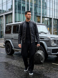 Pánská Koženková Bunda Černá OZONEE JS/11Z8027