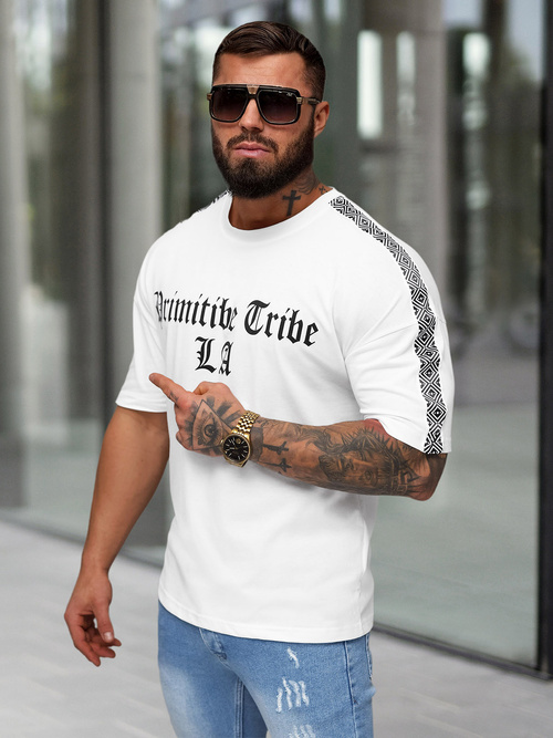 Pánské Tričko Bílý OZONEE JS/8B1380/1