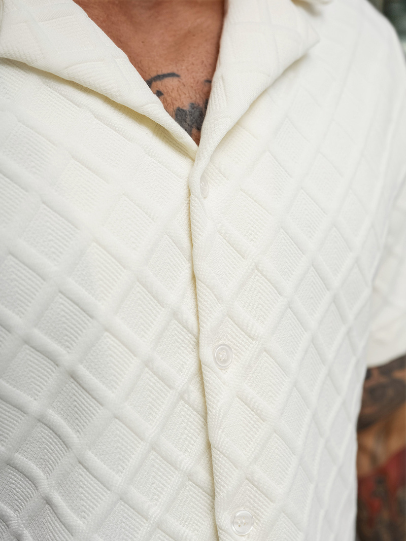 Pánská Košile s Krátkým Rukávem Ecru OZONEE O/B2257