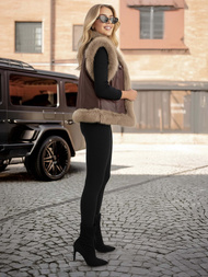 Dámská kožená vesta Čokoláda OZONEE JS/61M8516/158