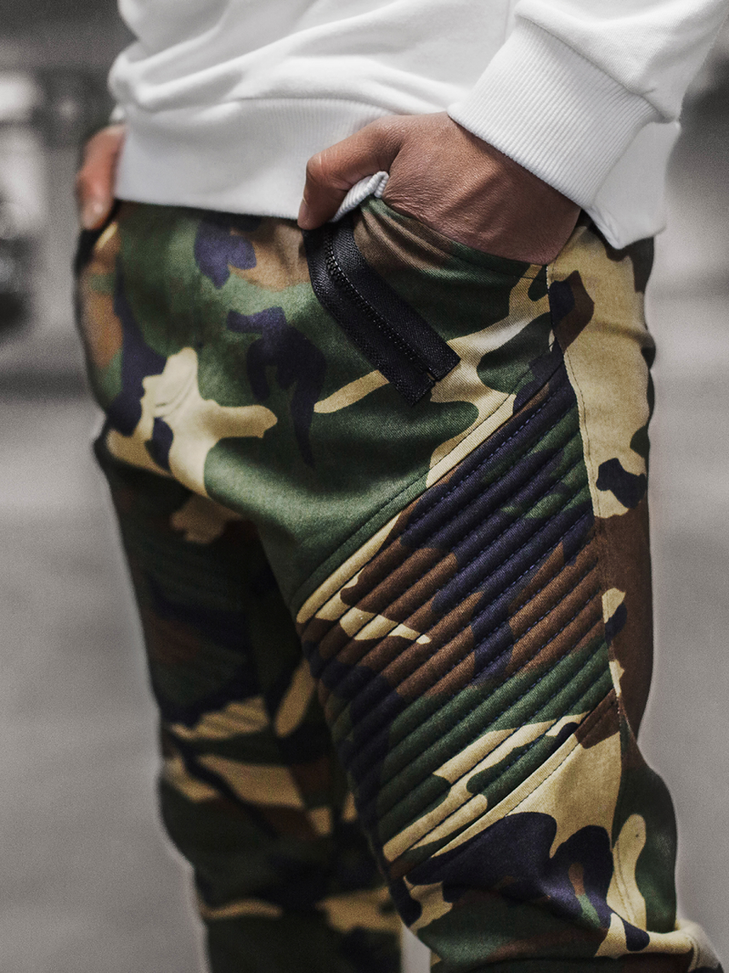 Pánské Kalhoty Chino Jogger Maskáčové-Zelené OZONEE A/0952