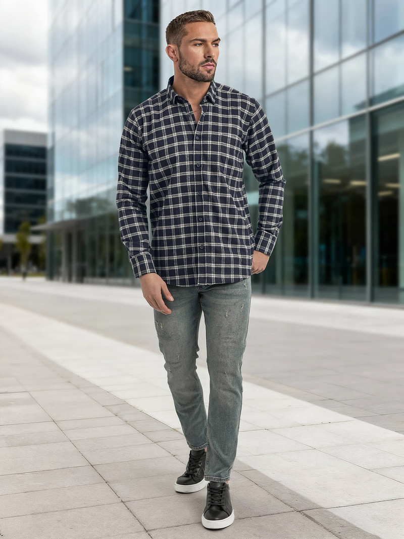 Pánská Košile Námořnická Modřá OZONEE V/V173