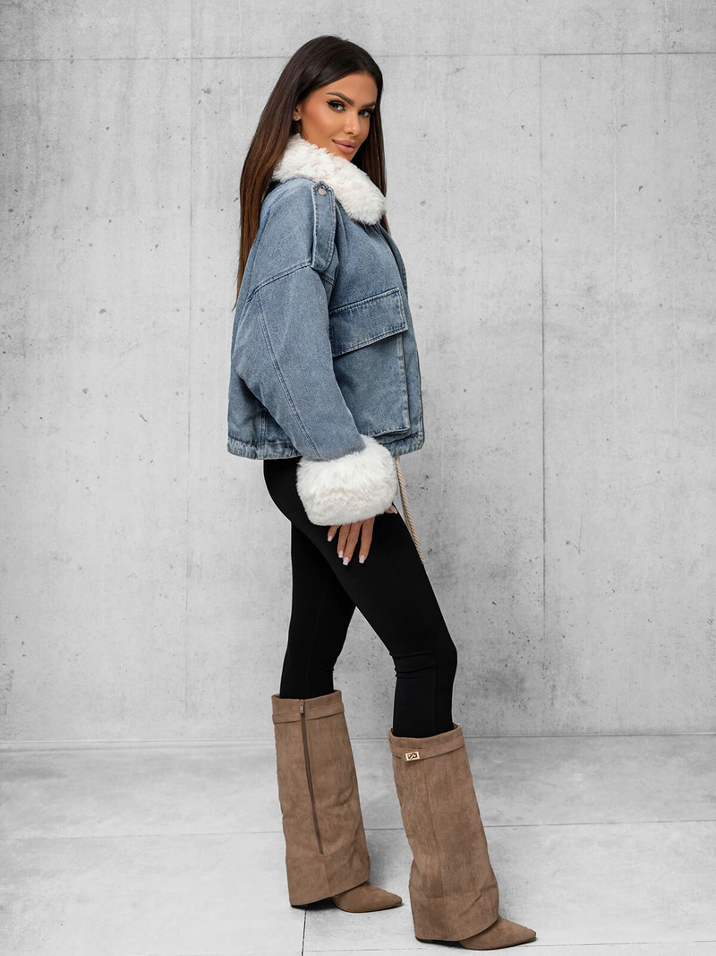 Dámská Džínová Bunda Modrá OZONEE JS/11Z8219Z