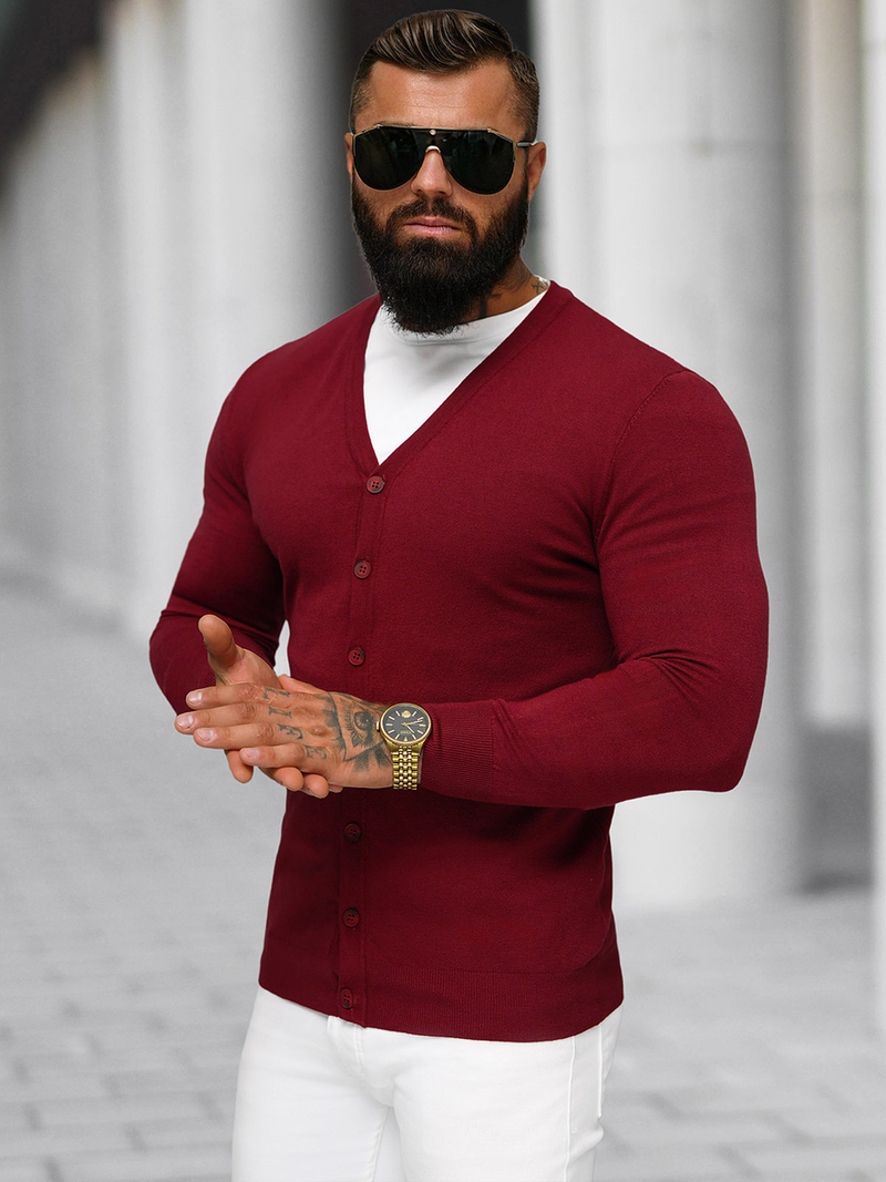 Pánský Svetr Vínový OZONEE NB/MM6006/7Z