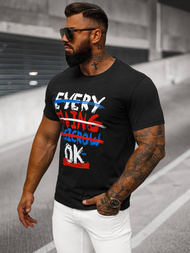 Pánské Tričko Černé OZONEE O/8T1266/3