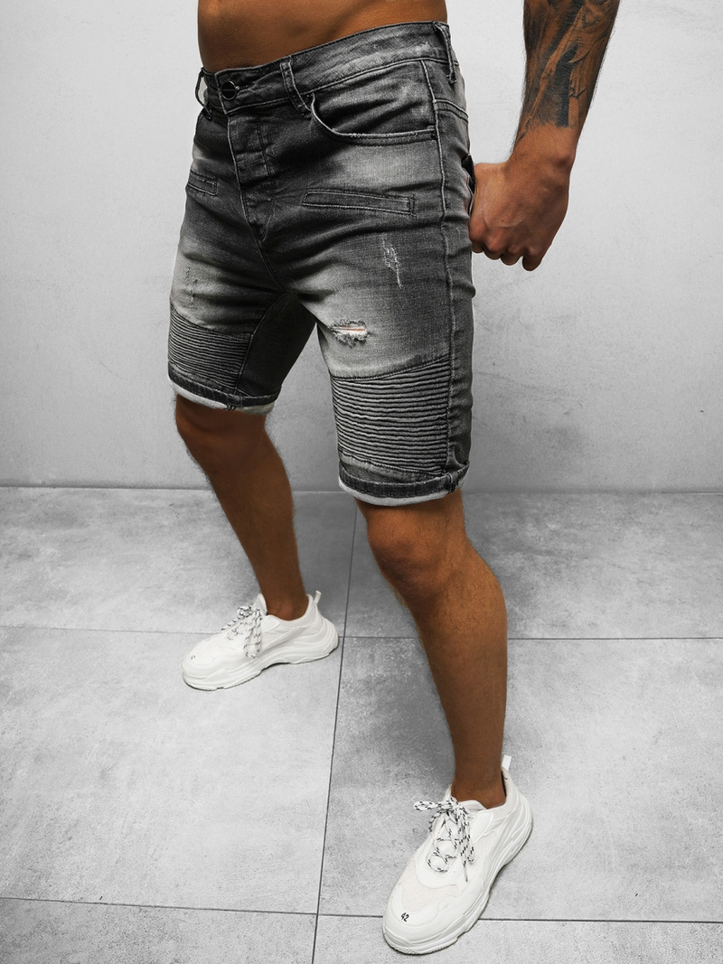 Pánské Džínové Kraťasy Černé OZONEE NB/MP0033N