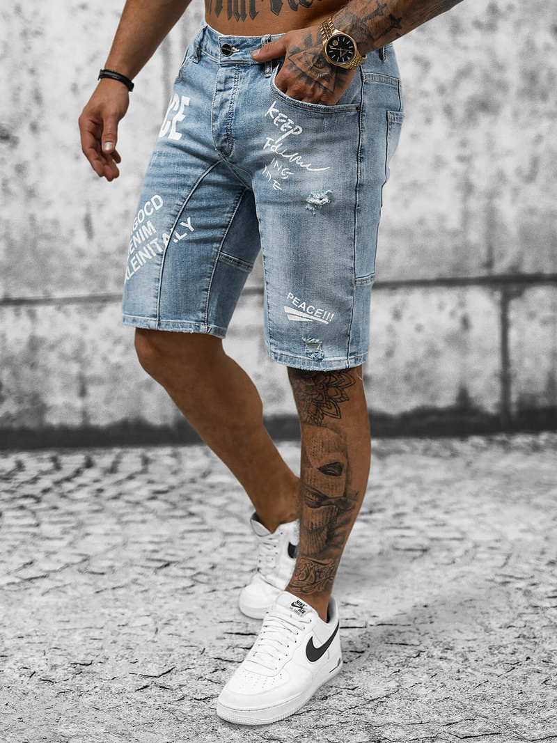 Pánské Džínové Kraťasy Modré OZONEE NB/MP0259BC