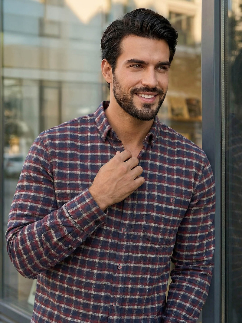 Pánská Košile Vínová OZONEE V/V176Z