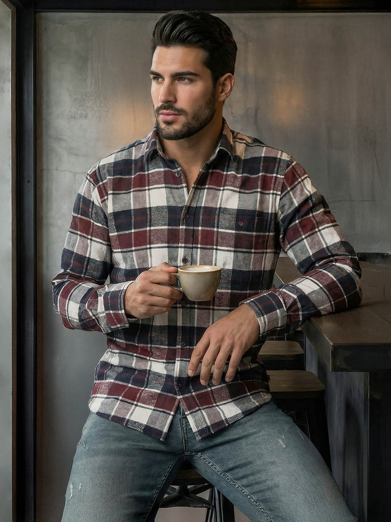 Pánská Košile Vínová OZONEE V/V174Z