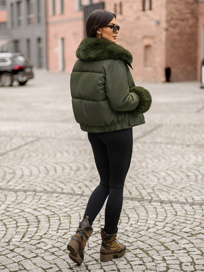 Dámská Zimní Bunda Khaki OZONEE O/H833