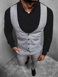 Pánská souprava - Vesta a chino kalhoty, Šedá OZONEE DJ/5606