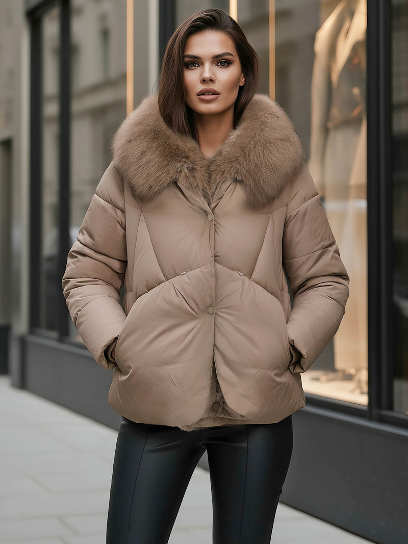 Dámská Bunda Tmavě-Béžové OZONEE O/16M9179/84