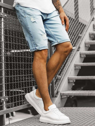 Pánské džínové kraťasy Světle-Modré OZONEE B/55055