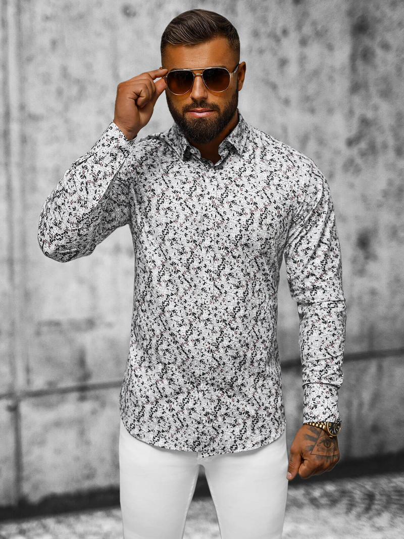 Pánská Košile Šedé OZONEE O/V63