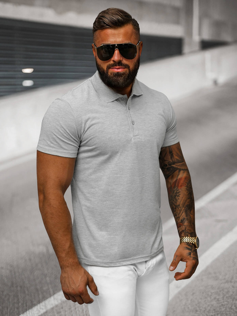 Pánské Polo Tričko Šedé OZONEE JS/8T80/2Z