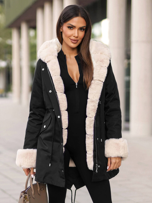 Dámská Zimní Bunda Černá OZONEE JS/M763/392Z