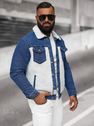 Pánská Džínová Bunda Šerpa Modrá OZONEE NB/MJ533BZ