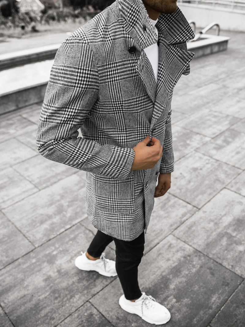 Pánský Kabát Černobílý OZONEE JS/JP1192