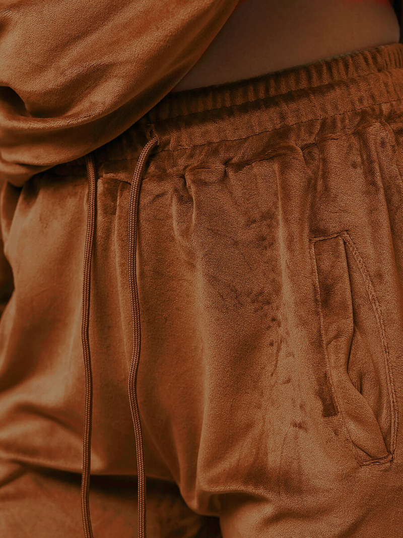 Dámská velurová tepláková souprava hnědý OZONEE O/8C1175/33Z