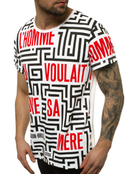 Pánské Tričko Bílé OZONEE JS/KS2020