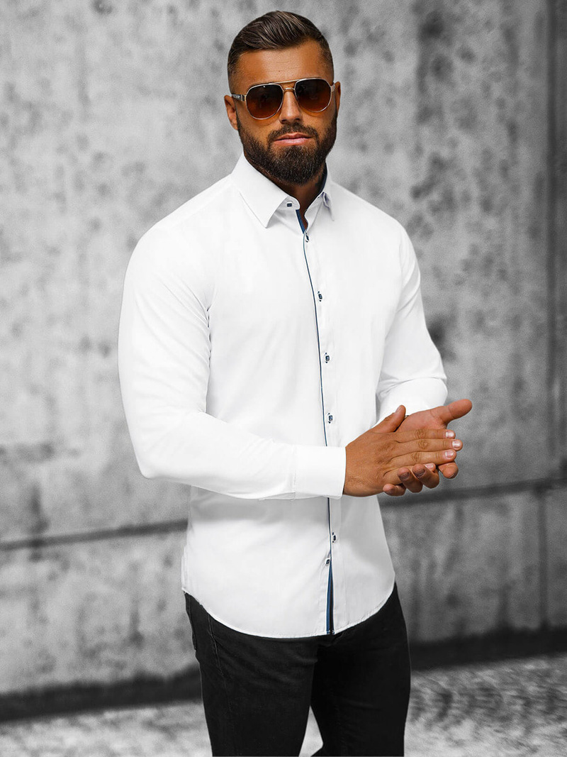 Pánská Košile Bílá OZONEE O/V65