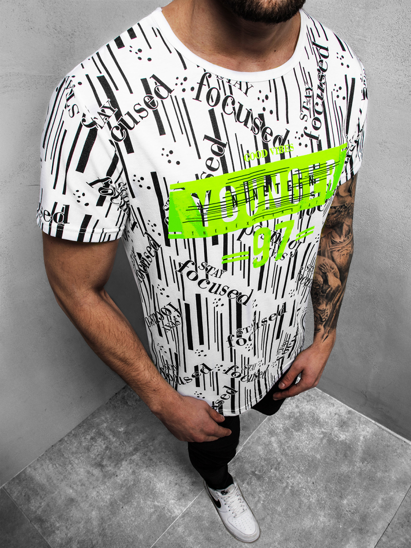 Pánské Tričko Bílé OZONEE JS/KS1993Z