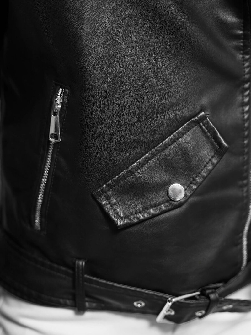 Dámská koženková bunda křivák černá OZONEE JS/11Z8061