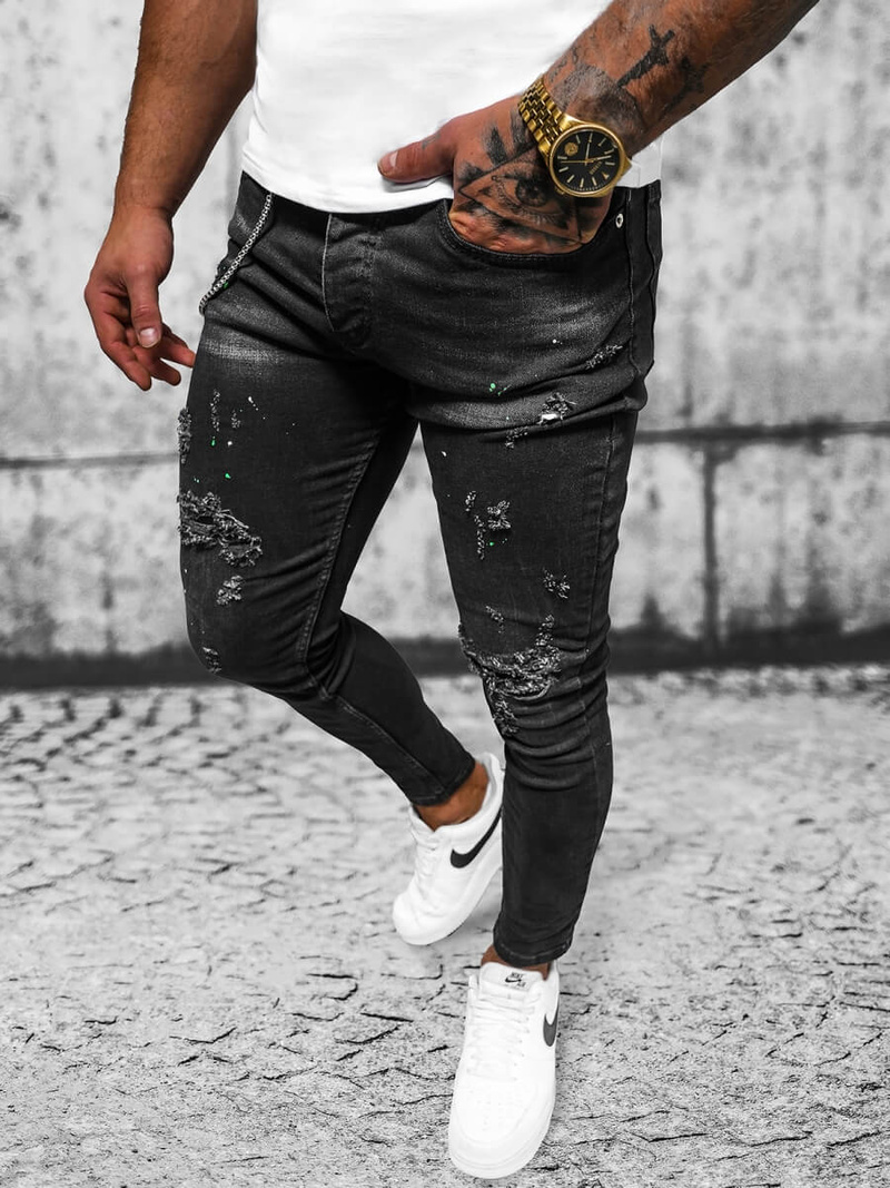 Pánské Džíny Černé OZONEE O/MB460