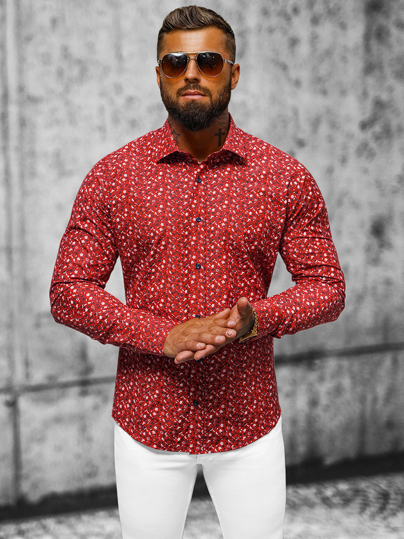 Pánská Košile Červená OZONEE O/3722Z