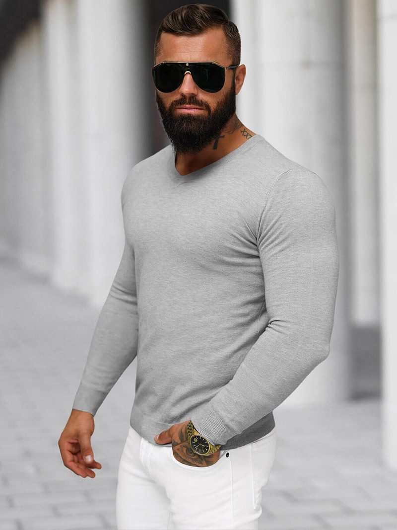 Pánský Svetr Šedý OZONEE NB/MMB601/2Z