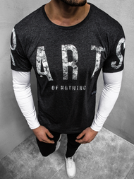 Pánské Tričko S Dlouhým Rukávem Grafitový OZONEE O/1292Z