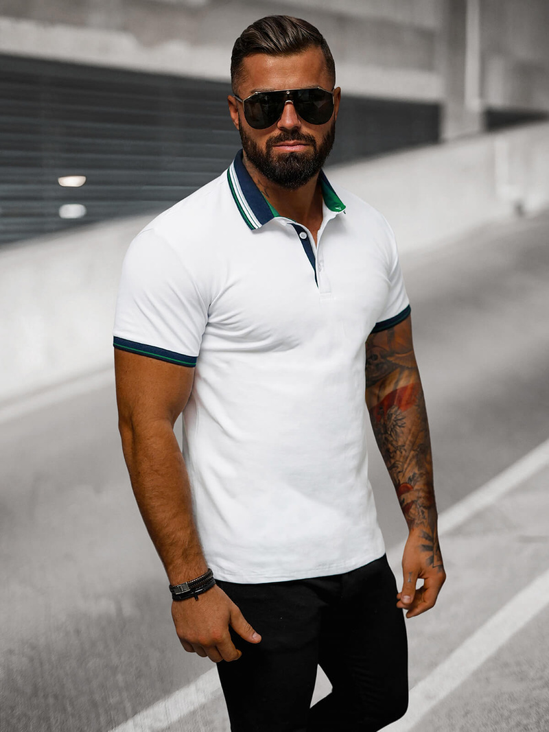 Pánské Polo Tričko Bílé OZONEE O/DA729